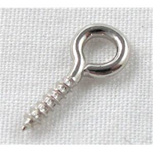 Screw Eyes Bails, platinum plated, iron, 1.0x4x8mm