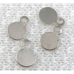 Platinum plated iron flake tag pendant, 12mm dia