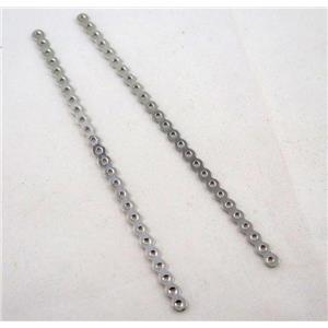 jewelry spacer bead, iron, platinum plated, approx 90mm length, 26 hole, 1.5mm hole