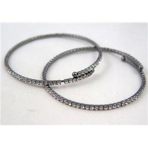 copper bangles paved rhinestone, black, approx 60mm dia