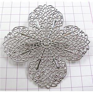 Baroque Style Brooch, Copper, Platinum Plated, 88mm dia