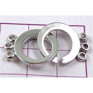 Platinum Plated Copper Toggle Clasp, 16mm dia