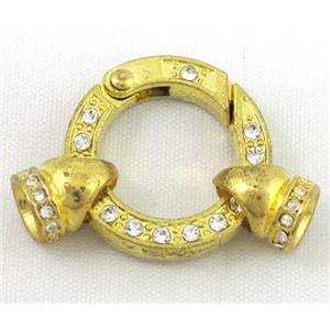 end of cord, alloy clasp for necklace, bracelet, gold, approx 20mm dia, 8mm, 6mm hole