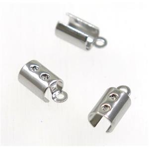 crimp clip, cord ending, copper, platinum plated, 5.5x10mm