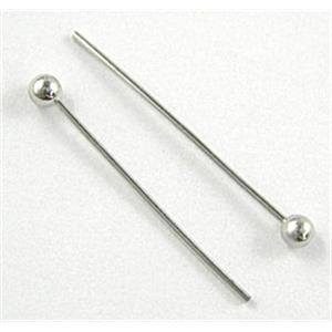 round-HeadPin, copper, platinum plated, 0.5x20mm, head:2mm