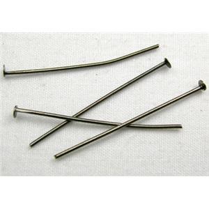 flat-HeadPins, iron, Black, T-shaped, 40mm length