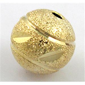 stardust beads, copper, gold plated, round, matte, 12mm dia