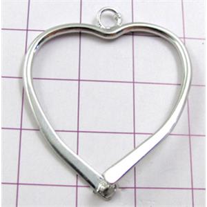 Copper Heart Pendant Platinum Plated, 30x35mm