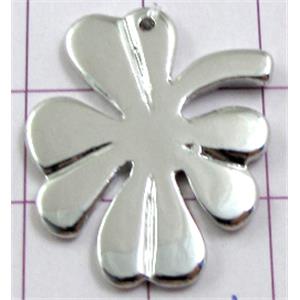 Platinum Plated Clover Pendant, Copper, Nickel Free, 22x25mm