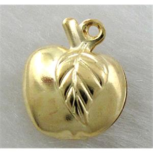 apple pendant, copper, Golden plated, 11x13.5mm