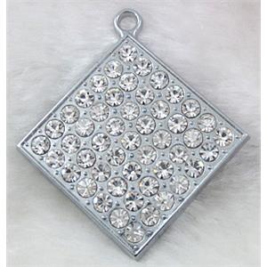 Platinum Plated Jewelry Pendant Enchase Rhinestone, 48x55mm