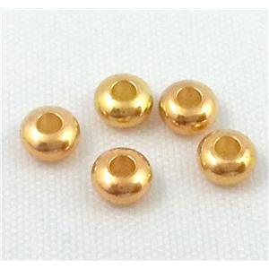 copper rondelle spacer beads, gold plated, approx 7mm dia