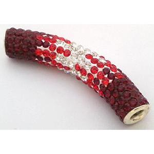 bracelet spacer, copper, fimo tube with rhinestone, 10x47mm, approx 4.5mm hole