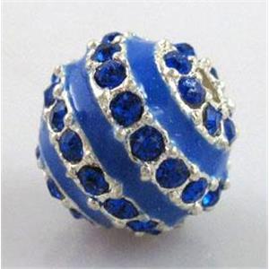 enamel alloy beads, rhinestone, 12mm dia, 2.5mm hole