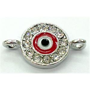 eyes bracelet bar, enamel alloy with Rhinestone, platinum plated, approx 12mm dia