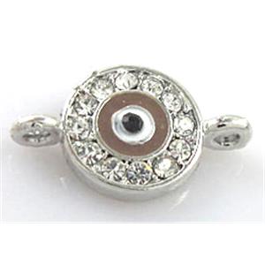 evil eye bracelet-bar, enamel alloy with Rhinestone, platinum plated, approx 12mm dia