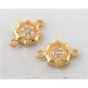 zircon, copper connector, gold plated, approx 6-10mm