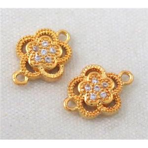 zircon, copper connector, gold plated, approx 6-10mm