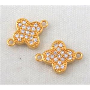 zircon, copper connector, gold plated, approx 6-10mm