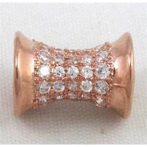 Zircon, bracelet spacer, copper tube bead, red copper, approx 10x13mm, 3-9mm hole