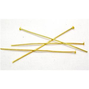 Tack HeadPin, iron, gold plated, 3.5cm length