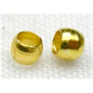 Round Crimp Beads, copper, gold plated, 2mm diameter