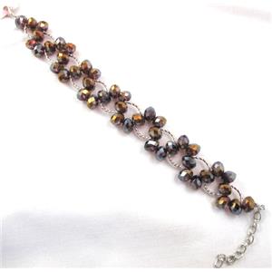 Chinese Crystal glass Bracelet, approx 20mm wide, 7 inch(19cm) length