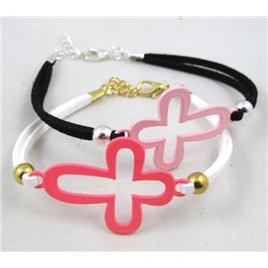 handmade bracelet with suede, enamel alloy, approx 16-18cm length