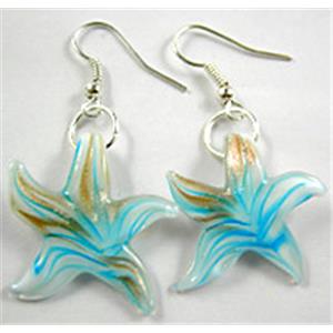 Star Lampwork Fashion Earring, 25mm dia, 45mm length