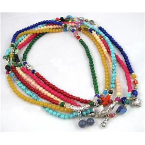 fashion jewelry, GLASS necklace, bracelet, CCB, mixed, approx 6mm bead, 49cm length