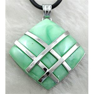 Acrylic Necklace, alloy, rubber cord, 35x35mm, 16 inch length