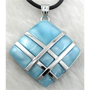 Acrylic Necklace, alloy, rubber cord, 35x35mm, 16 inch length