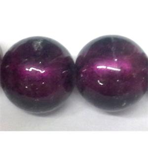 Sterling Silver Foil Round glass bead, dark purple, 18mm dia, 22pcs per st