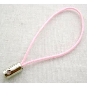 Mobile phone cord, pink, tube:4mm dia, 50mm length