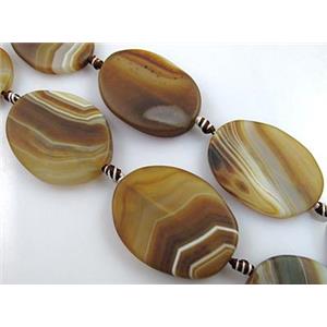 matte coffee Agate Stone beads, oval, 30x40mm, approx 9pcs per st