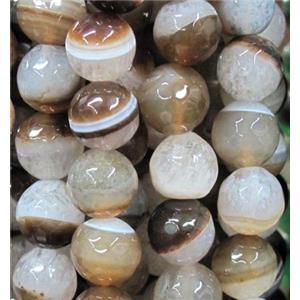 faceted round Druzy Agate beads, coffee, 10mm dia, approx 38pcs per st