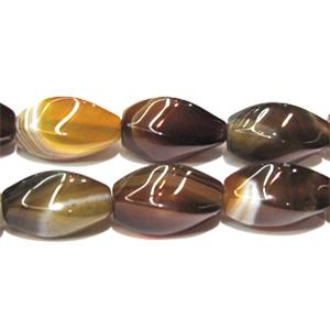 twist agate beads, stripe, coffee and black, 8x16mm, approx 25pcs per st