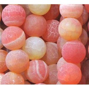 round frosted orange crackle agate beads, 12mm dia, approx 32pcs per st