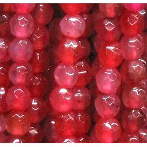 agate beads, faceted round, pink, 4mm dia, approx 98pcs per st