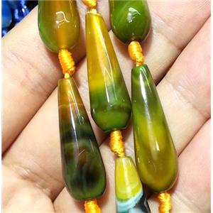 olive agate beads, faceted teardrop, approx 10x30mm, 15.5 inches