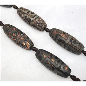 tibetan style agate beads, barrel, approx 14x40mm, 8pcs per st