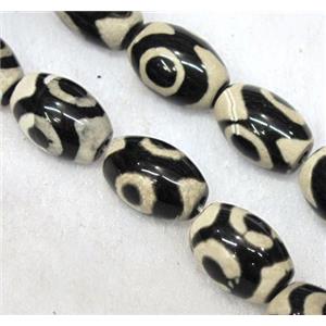 tibetan style agate beads, barrel, approx 8x12mm, 15.5 inches