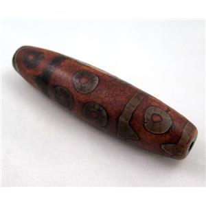 natural tibetan Dzi beads, barrel, approx 25x70mm