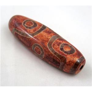 natural tibetan Dzi beads, flat barrel, red, approx 20x55mm