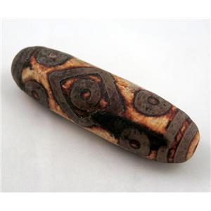 natural tibetan Dzi beads, barrel, brown, approx 24x72mm