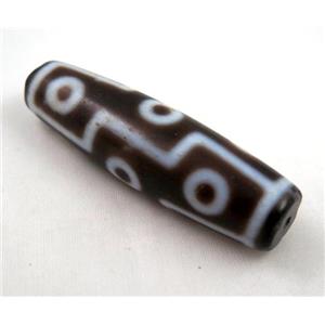 natural tibetan Dzi beads, barrel, dark-red, approx 20x55mm