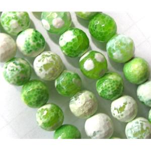 green Fire Agate beads, faceted round, 8mm dia, approx 50pcs per st