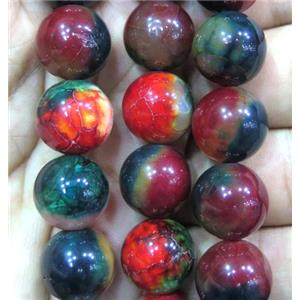 round dichromatic Agate Beads, colorful, approx 14mm dia