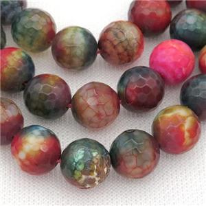 dichromatic Agate Beads, colorful, faceted round, approx 14mm dia