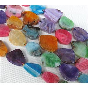 Agate Slice beads, flat freeform, mixed color, approx 20-40mm